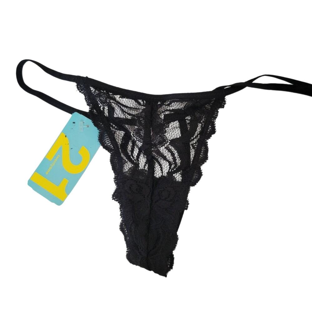NWT Y2k Sheer Black Lace Micro Thong Forever 21 - SM
